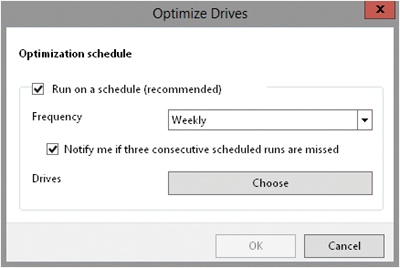 Specify the run schedule for automated defragmentation.