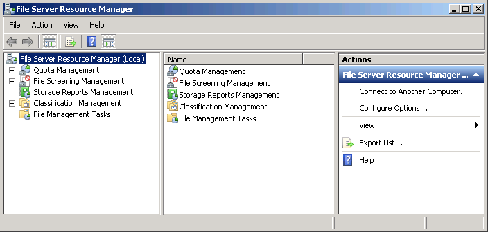 The File Server Resource Manager Console.