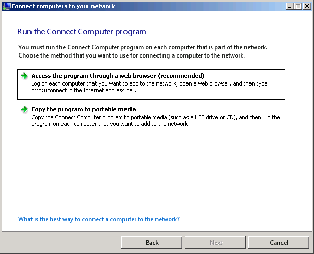 The Connect Computers To Your Network Wizard.
