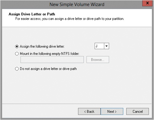 Assign the drive designator or choose to wait until later.