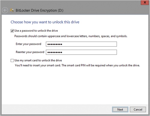 Choose an option for unlocking a drive.