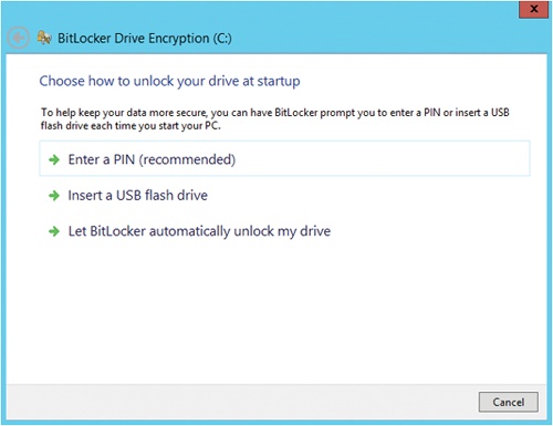 Configure BitLocker startup preferences.