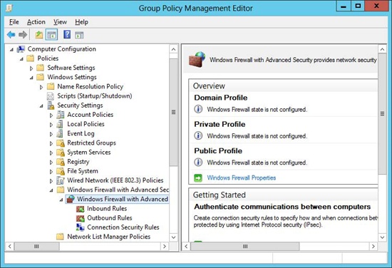 Configuring firewall rules and settings on targeted computers using Group Policy.