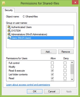 Editing the permissions for a selected user