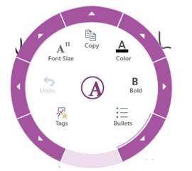 Description: Description: OneNote MX’s radial menu offers a radical take on traditional, flat menu systems.