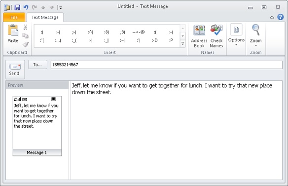 Send text messages from Outlook.