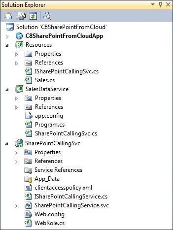 The project files shown in the Solution Explorer.