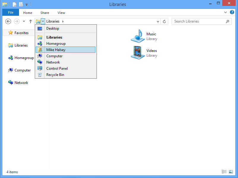 Use File Explorer to find your user folders in Windows 8