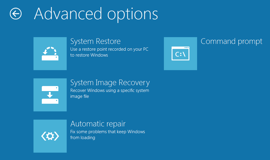 You can find System Restore in the Advanced Options menu