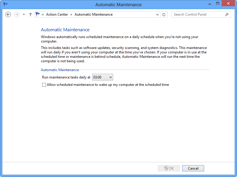 Configuring Automatic Maintenance in Windows 8